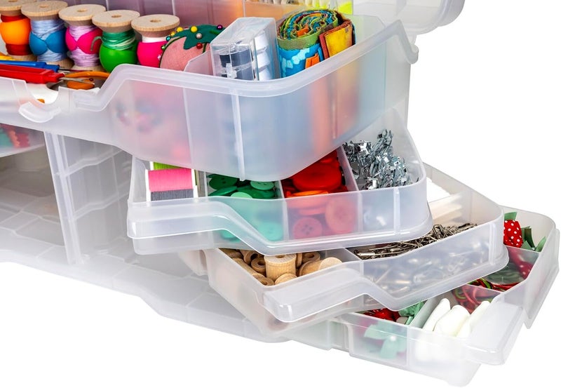 ArtBin Clear Plastic Organizer Small Parts Organizer - for DIY Arts & Crafts Storage Boxes & Organizers, Sewing Storage - Storage Box with Compartments, Project Box - Large (6 Pivot Trays) 6963PB - Image 3